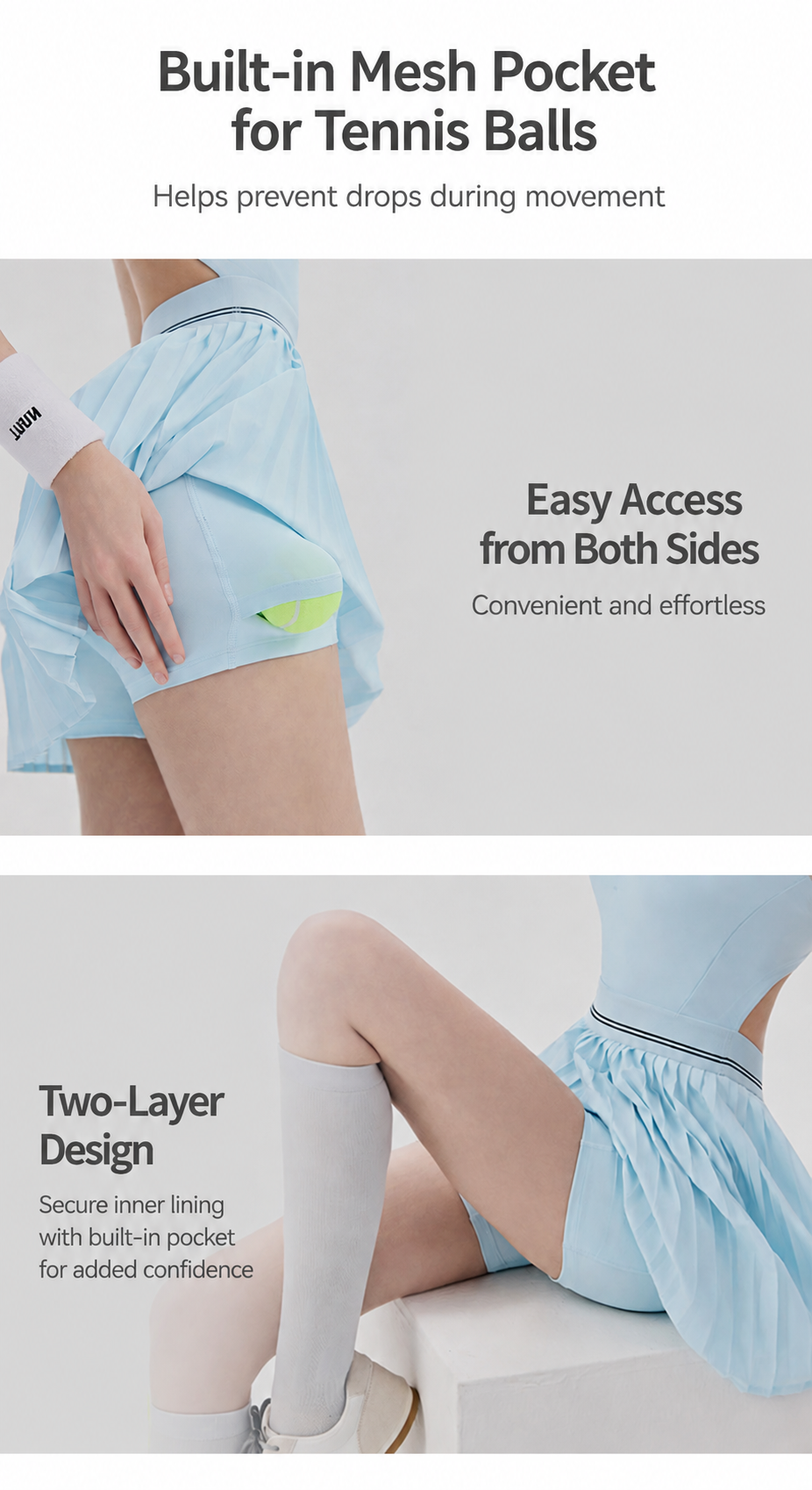 Women’s Sleeveless Pleated Sports Dress with Built-in Shorts