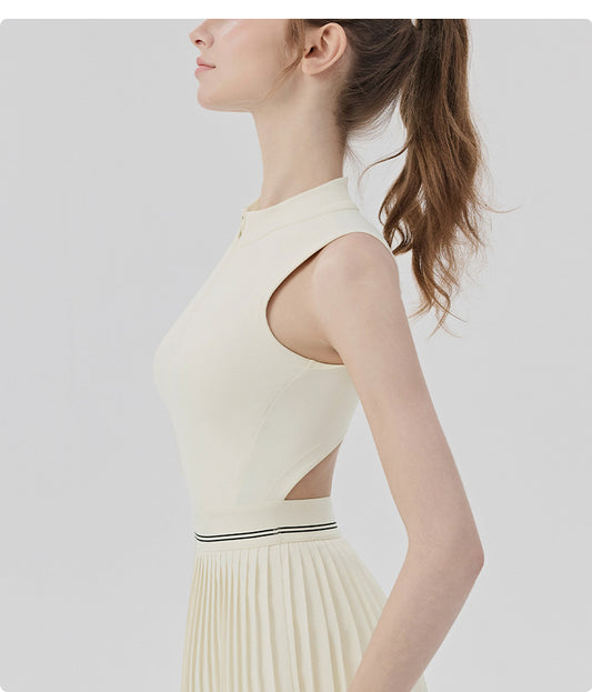 Women’s Sleeveless Pleated Sports Dress with Built-in Shorts