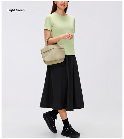 Women Basic Round Neck T-Shirt Soft Comfortable Casual Short Sleeve Top