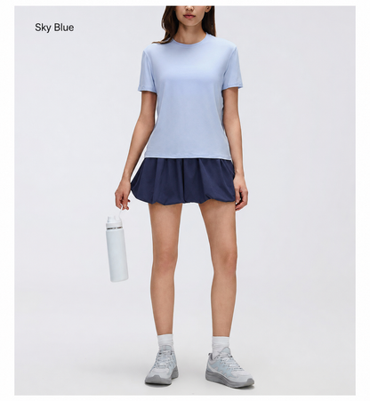 Women Basic Round Neck T-Shirt Soft Comfortable Casual Short Sleeve Top