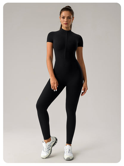 Sculpting Short-Sleeve Jumpsuit
