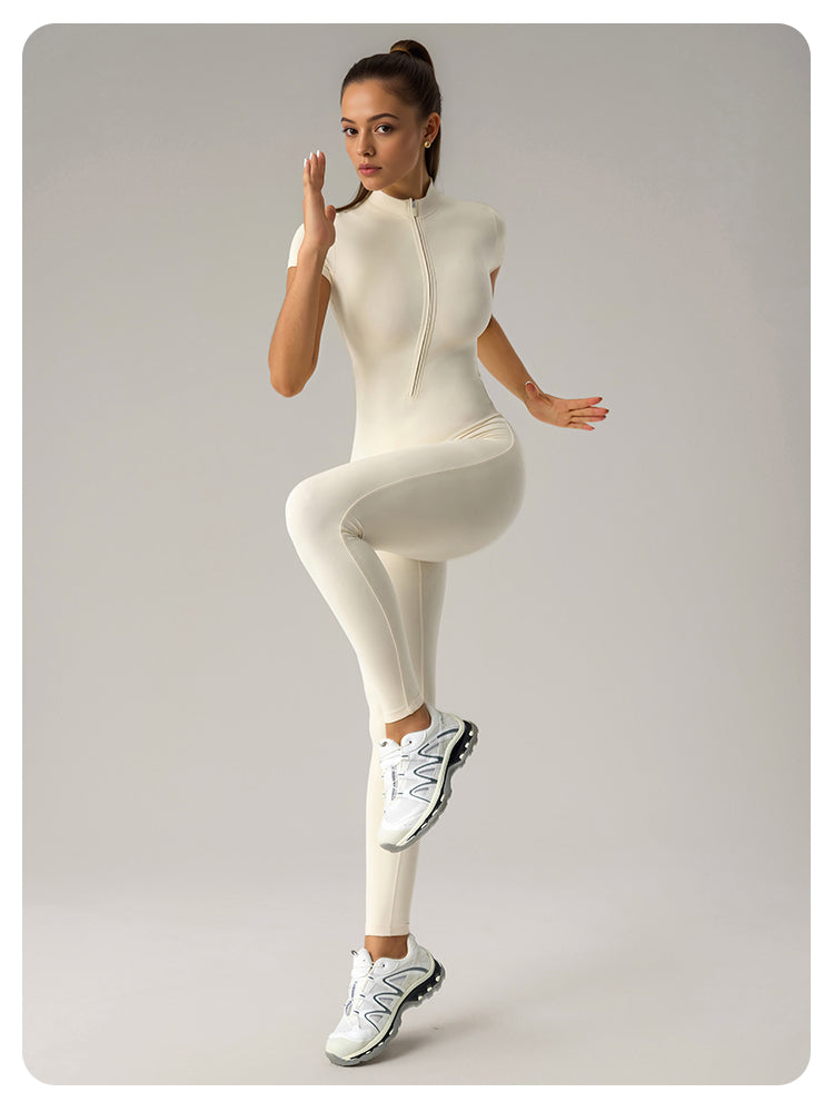 Sculpting Short-Sleeve Jumpsuit