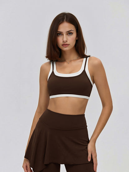 DWC516142 Contrast-Trim Sports Bra & Skirt Set