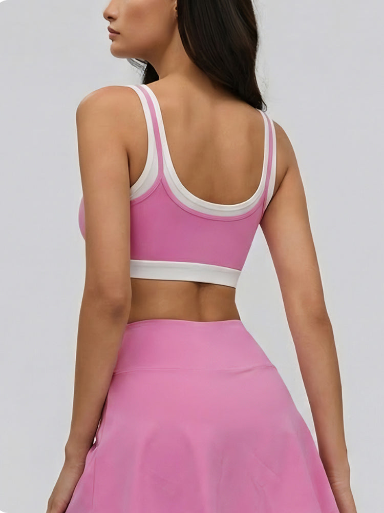 DWC516142 Contrast-Trim Sports Bra & Skirt Set
