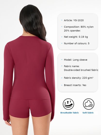 Women’s Long Sleeve Gym Top – Soft Stretch Slim Fit Sportswear