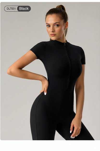 Sculpting Short-Sleeve Jumpsuit