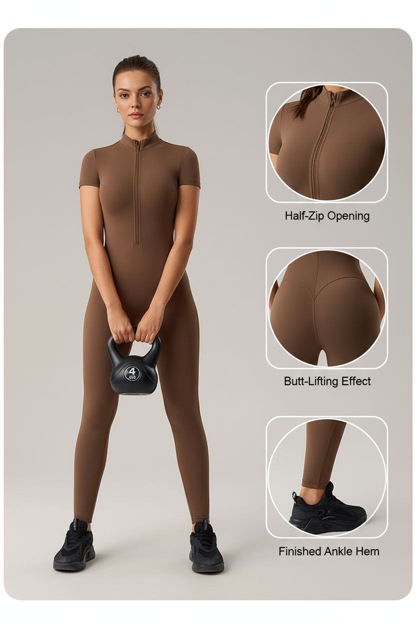 Sculpting Short-Sleeve Jumpsuit