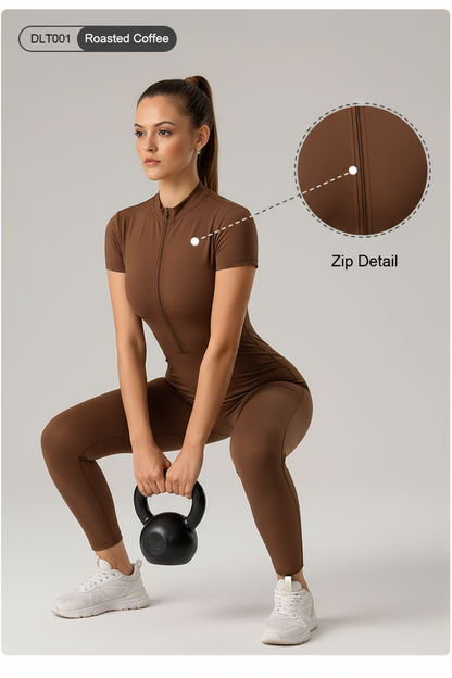 Sculpting Short-Sleeve Jumpsuit