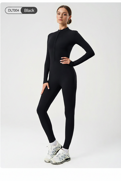 DLT004 Full-Length Half-Zip Active Jumpsuit with Fleece Lining