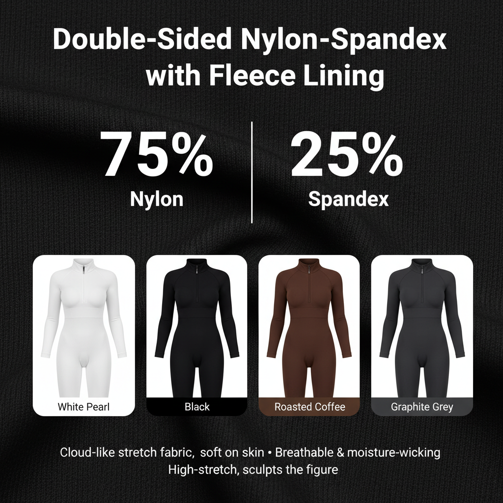 DLT004 Full-Length Half-Zip Active Jumpsuit with Fleece Lining