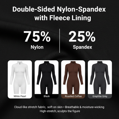 DLT004 Full-Length Half-Zip Active Jumpsuit with Fleece Lining