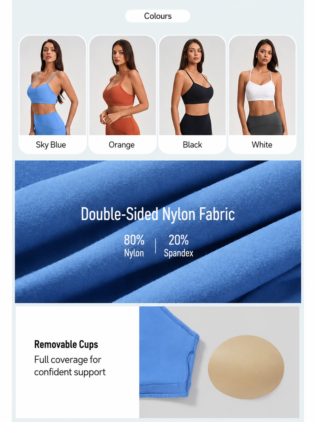 Women Sports Bra Removable Pad Seamless Yoga Top Workout Gym Fitness Activewear