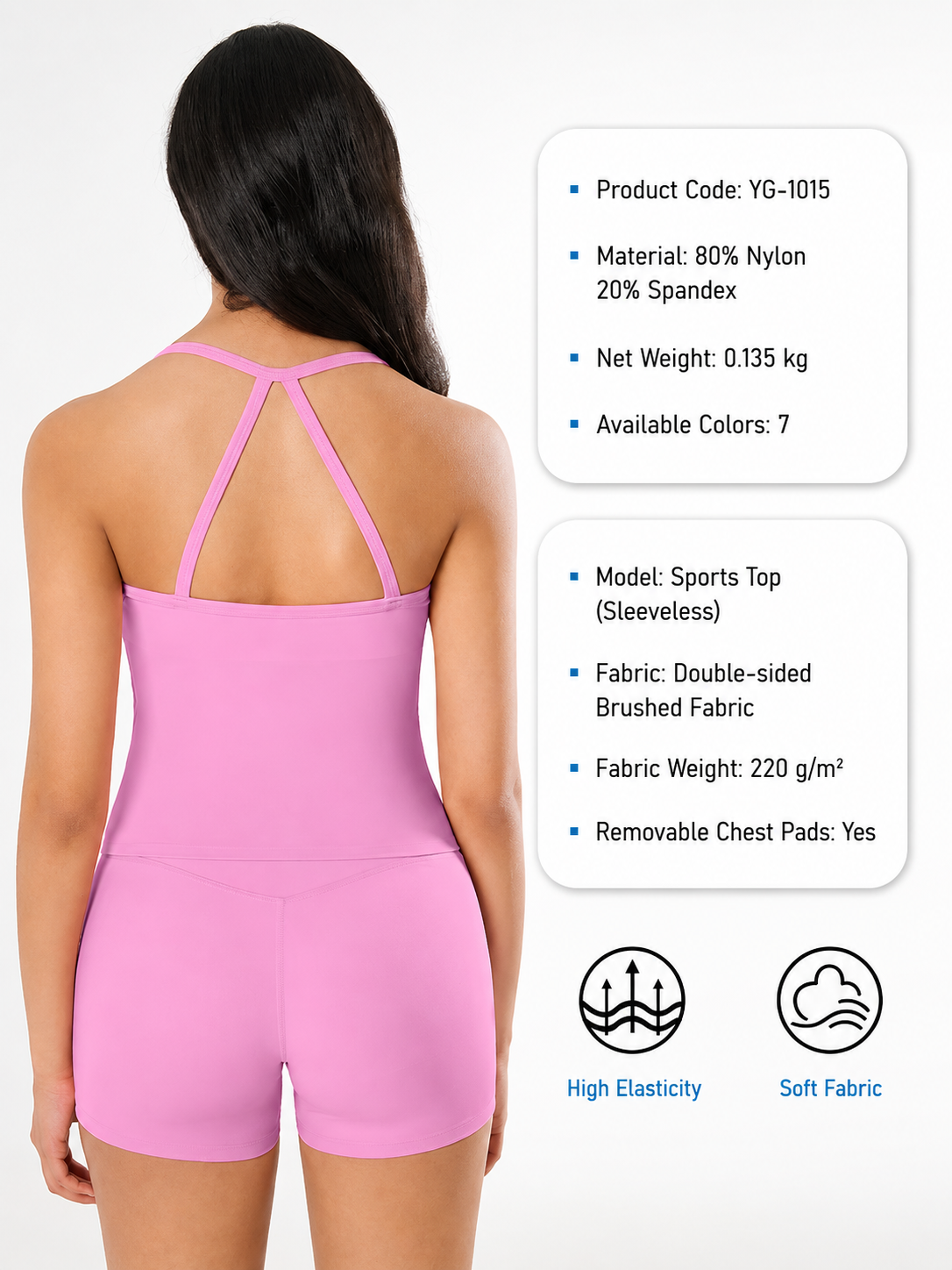 YG-1015 Women’s Slim Fit Sports Top | Stretchy Activewear Tank Top