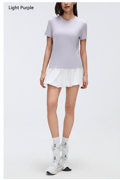 Women Basic Round Neck T-Shirt Soft Comfortable Casual Short Sleeve Top
