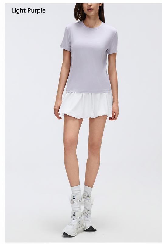 Women Basic Round Neck T-Shirt Soft Comfortable Casual Short Sleeve Top