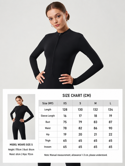 DLT004 Full-Length Half-Zip Active Jumpsuit with Fleece Lining